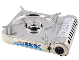 Плита наст. газовая "СЛЕДОПЫТ-DeluxE", (с подогревом) нерж.сталь /6/ PF-GST-N03