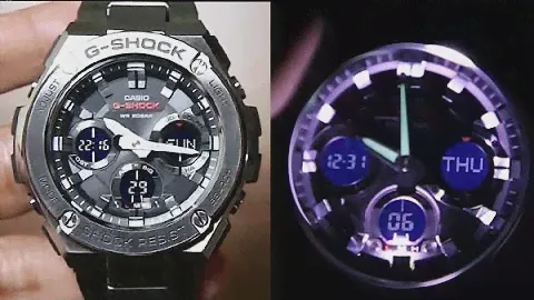 Casio G-steel GST-S110D-1A Распаковка и демонстрация LIGHT.