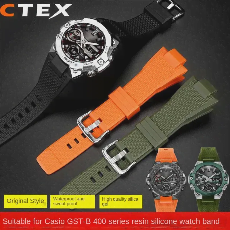 Быстроразъемный Ремешок Из Смолы Для Casio G-SHOCK Steel Heart Серии GST-B400 Для Мужчин, Сменный Силиконовый Ремешок Для Часов, Аксессуары Для Браслета