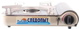 Плита газовая портативная "СЛЕДОПЫТ - DeluxE", (с подогревом) нержавеющая сталь, цанговый баллон PF-GST-N03