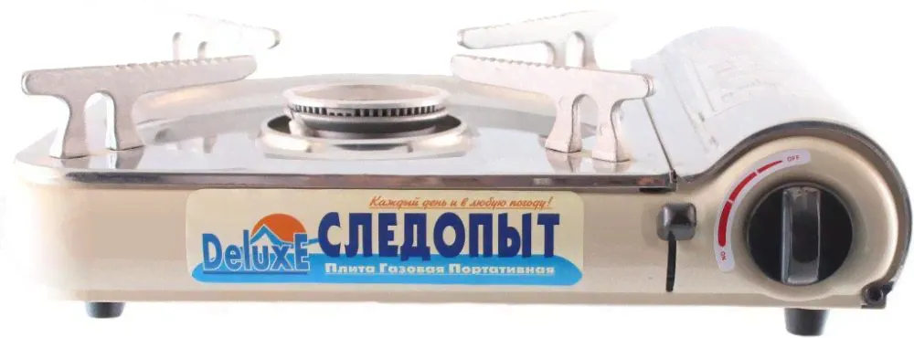 Плита газовая портативная "СЛЕДОПЫТ - DeluxE", (с подогревом) нержавеющая сталь, цанговый баллон PF-GST-N03-0